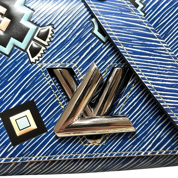 LOUIS VUITTON Aztec Denim Blue Epi Leather Twist Chain Wallet Crossbody Bag +COA - Picture 13 of 13